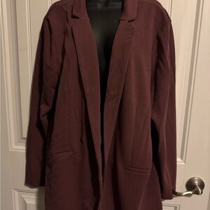 Women’s Open-Front Blazer Jacket in Deep Wine